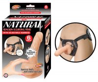 NATURAL REALSKIN SQUIRTING PENIS W/ ADJUSTABLE HARNESS 6IN FLESH