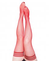 Kix'ies Sandra Fishnet Stay Up Thigh Highs Red B