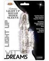 Wet Dreams Rough Rider Light Up Vibrating Sleeve - Clear