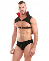 Mens Play Dragula Harness Cape & Underwear Black LG