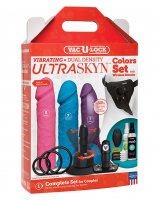 Vac-U-Lock Vibrating Dual Density ULTRASKYN Colors Set w/Wireless Remote - Asst. Colors