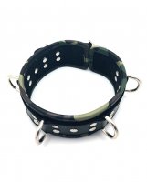 Sensual Sin Leather Five Ring Collar - Camo Piping