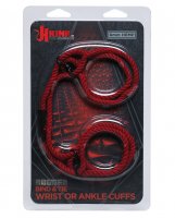 Kink Hogtied - Bind & Tie Wrist or Ankle Cuffs - 6 mm Hemp - Red