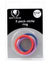 Spartacus 1.5' Nitrile Cock Ring Set - Asst. Colors Pack of 5