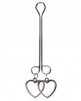 Bijoux de Nip Clit Clamp Double Loop w/Heart Charms