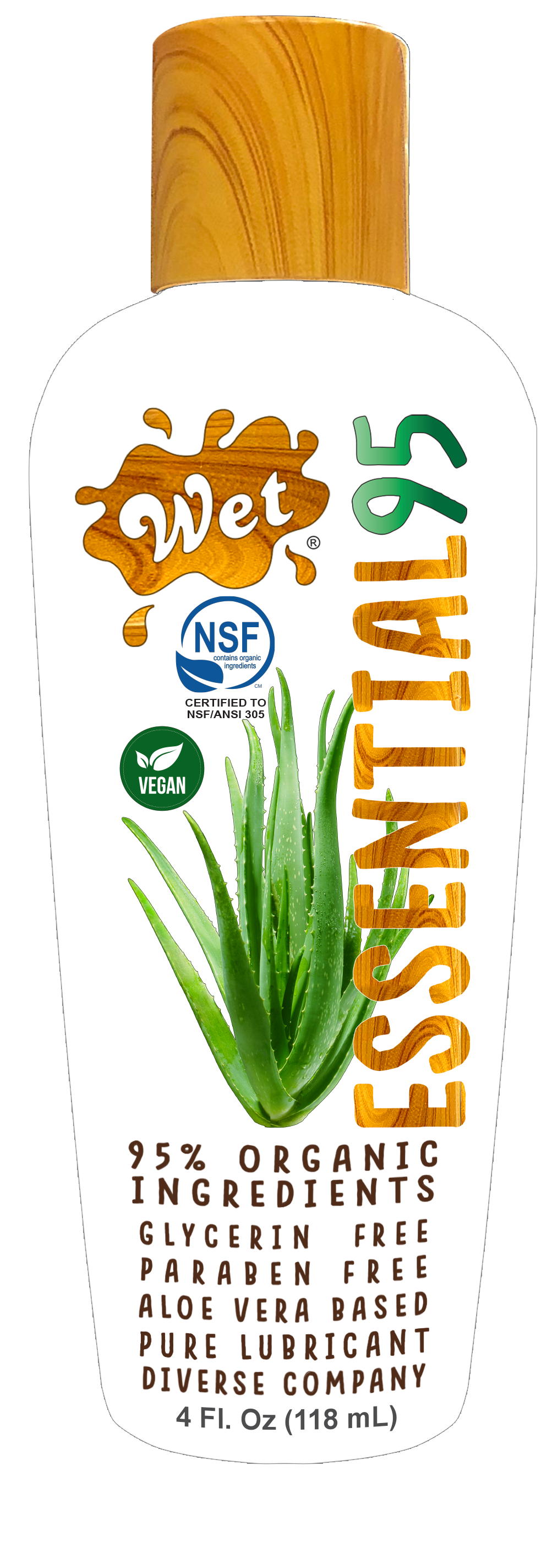 Wet® Essential95â„¢ Certified 95% Organic Aloe Based Lubricant 4 Fl. Oz./120mL