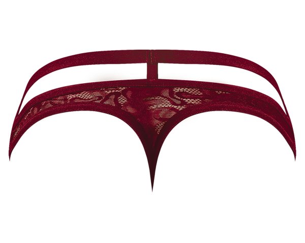 LUCIFER CUTOUT THONG BURGUNDY S/M