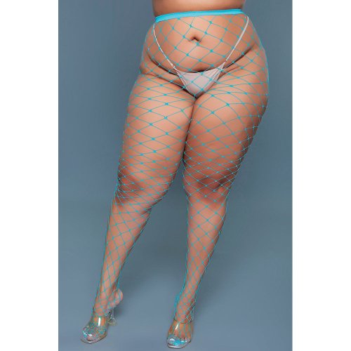 Oversized Fishnet Pantyhose Turquoise QS