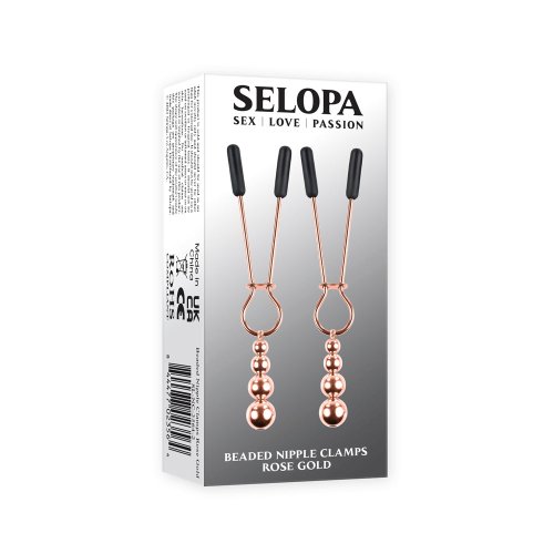 SELOPA - Beaded Nipple Clamps -Rose Gold