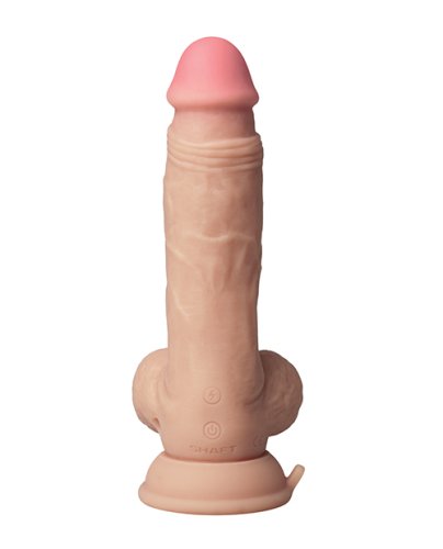 Shaft Flexskin Liquid Silicone 7.5\" Vibrating Dong w/Balls - Pine