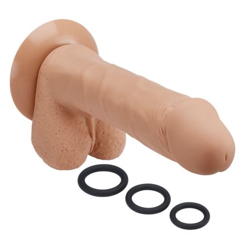 PRO SENSUAL PREMIUM SILICONE DONG W/ 3 C RINGS TAN 8 \"