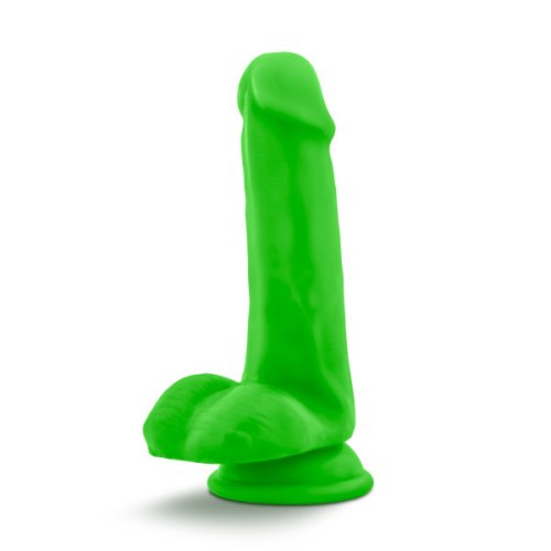 NEO 6 DUAL DENSITY COCK W/BALLS NEON GREEN \"