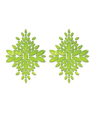 Fantasy UV Reactive Jeweled Pasties - Neon Green O/S