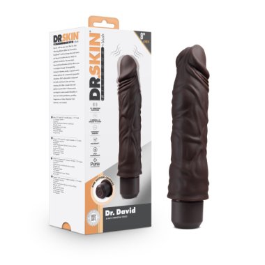 DR. SKIN SILICONE DR. DAVID 8 IN VIBRATING DILDO BROWN