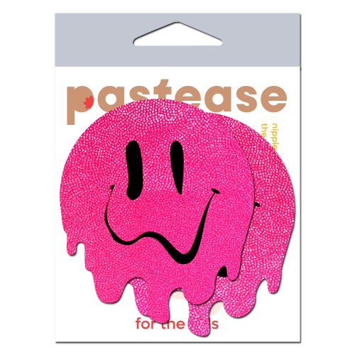 PASTEASE MELTY SMILEY FACE NEON PINK PASTIES