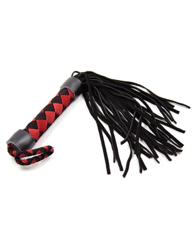 Plesur 15\" Leather Flogger - Black/Red