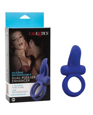 Couples Enhancers Silicone Rechargeable Dual Pleaser Enhancer - Blue