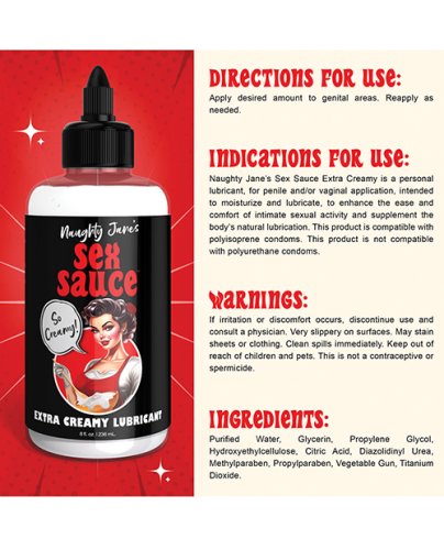 Naughty Jane\'s Sex Sauce Extra Creamy Lubricant - 8 oz