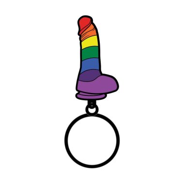 Rainbow Dildo Keychain