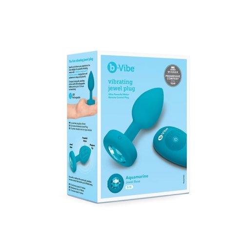 B VIBE VIBRATING JEWEL PLUG AQUAMARINE S/M (NET)