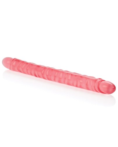 17\" Slim Jim Duo Veined Super Slim Dong - Translucence Gel Pink