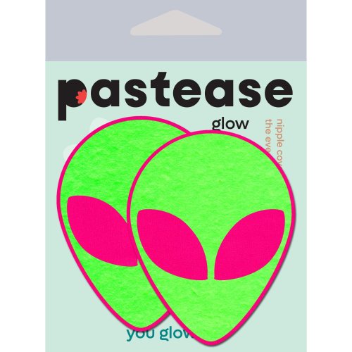 PASTEASE NEON GLOWING GREEN ALIEN ON NEON PINK