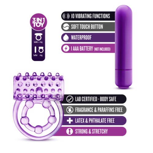 PLAY WITH ME THE PLAYER VIBRATING DOUBLE STRAP COCKRING PURPLE