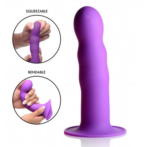 Squeezable Wavy Dildo - Purple