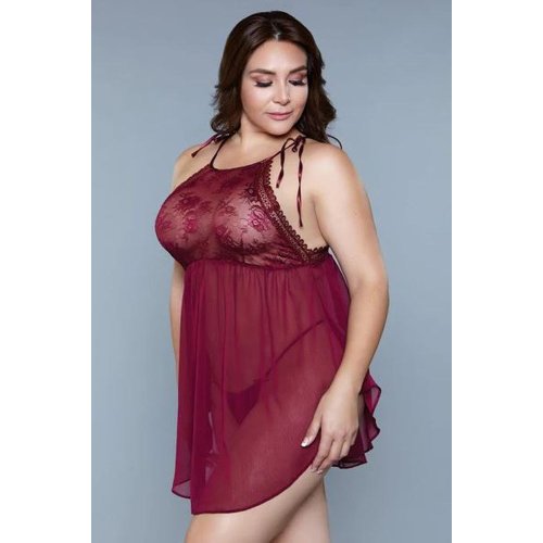 Alana boxed Chemise - Burgundy - 1X *