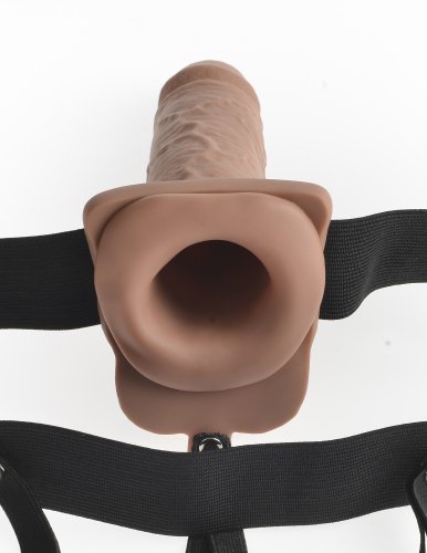 FETISH FANTASY 7 IN HOLLOW RECHARGEABLE STRAP-ON REMOTE TAN