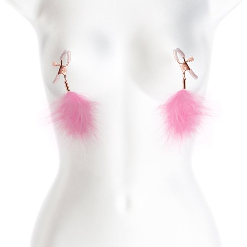 Bound Nipple Clamps - F1 - Pink Feather