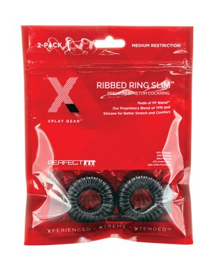 Xplay Gear Mixed Pack Ribbed Ring and Ribbed Ring Slim - Black - Pack of 2