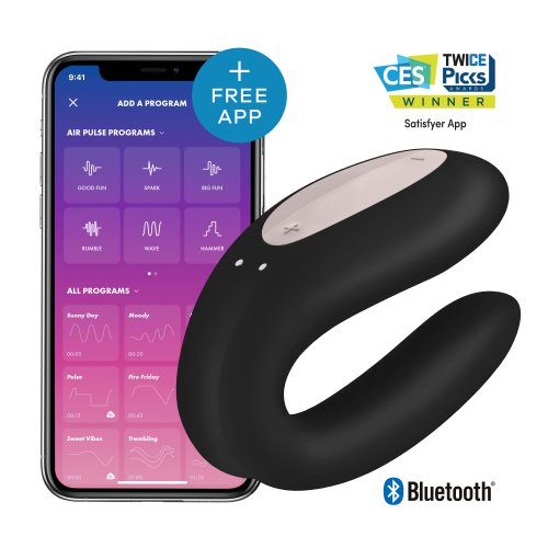 SATISFYER DOUBLE JOY BLACK W/ APP (NET)