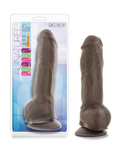 Blush Au Natural 10\" Big Boy Realistic Dildo w/Balls - Chocolate