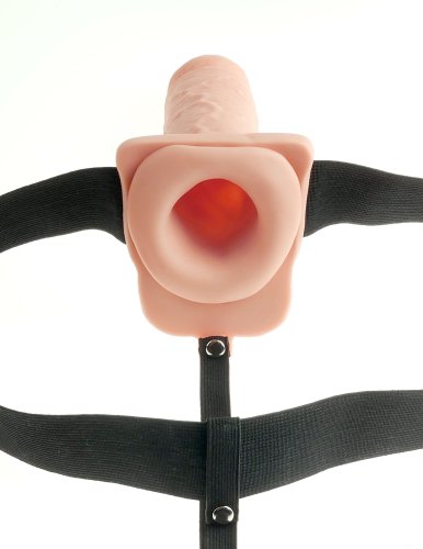 FETISH FANTASY 7 IN HOLLOW RECHARGEABLE STRAP-ON W/ BALLS