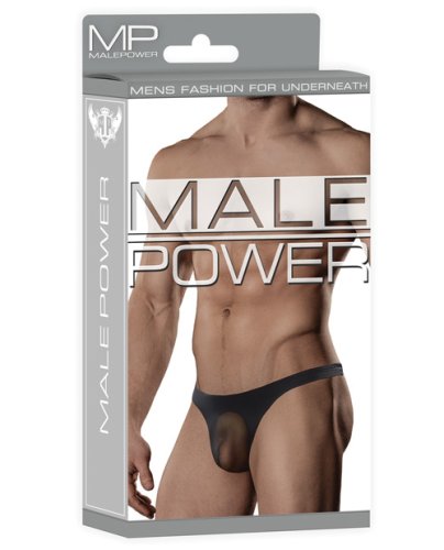 Male Power Sheer Nylon Lycra Pouch Thong Black S/M