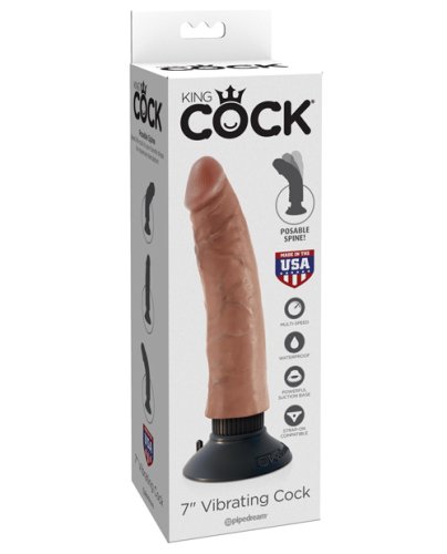 King Cock 7\" Vibrating Cock - Tan