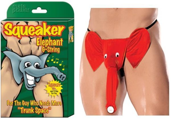 NOVELTY SQUEAKER ELEPHANT G-STRING O/S