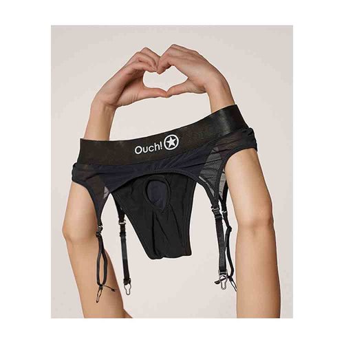 Vibrating Strap-on Thong w Garters XS/S