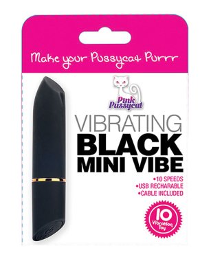 Pink Pussycat Vibrating Mini Vibe - Black