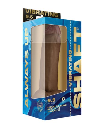 Shaft Flexskin Liquid Silicone 9.5\" Vibrating Curved Dong w/Balls - Oak