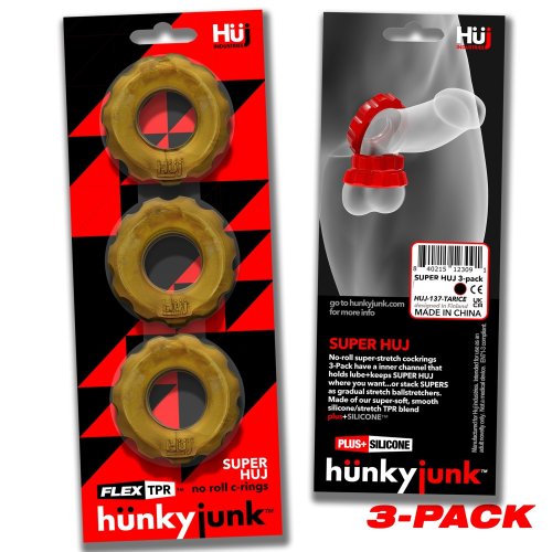 SUPER HUJ 3PK COCK RINGS BRONZE (NET)