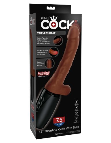 KING COCK PLUS 7.5IN THRUSTING COCK W/ BALLS BROWN