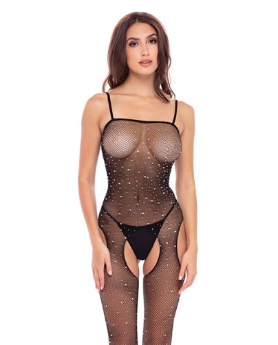 SPARKLE CROTCHLESS BODY STOCKING BLACK O/S