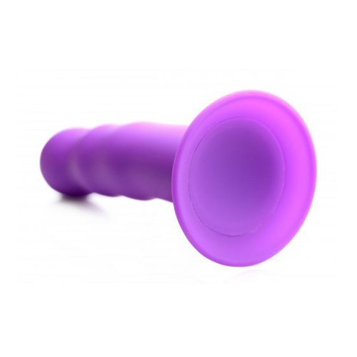 Squeezable Wavy Dildo - Purple