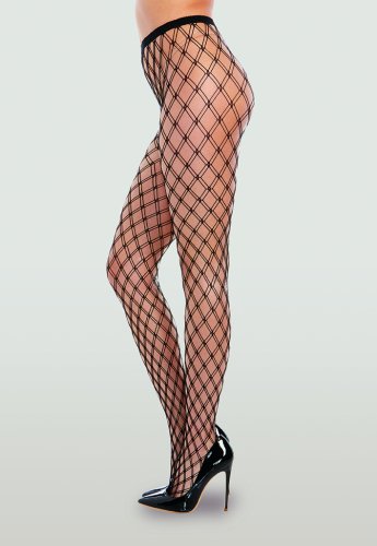 DOUBLE-KNITTED FENCE NET PANTYHOSE BLACK O/S