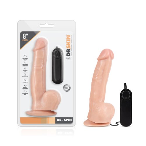 DR SKIN DR SPIN 8IN GYRATING REALISTIC DILDO VANILLA