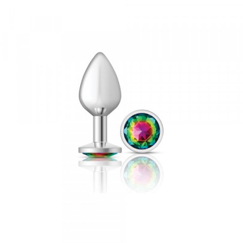 Silver Metal Plug - Round-Rainbow-Med