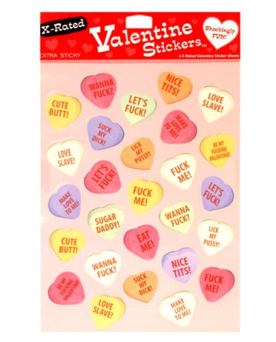 4 X-Rated Valentine Sticker Sheets - 27 Stickers Per Sheet