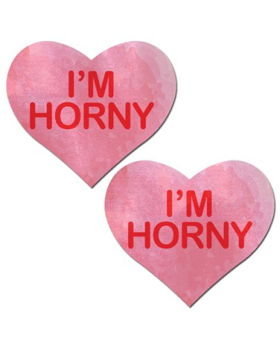 Pastease Premium I\'m Horny Heart - Pink/Red O/S